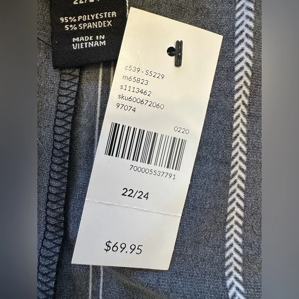Lane Bryant Women's Black and White Sharkbite Hem Striped Skirt, Sz 22/24 NWT